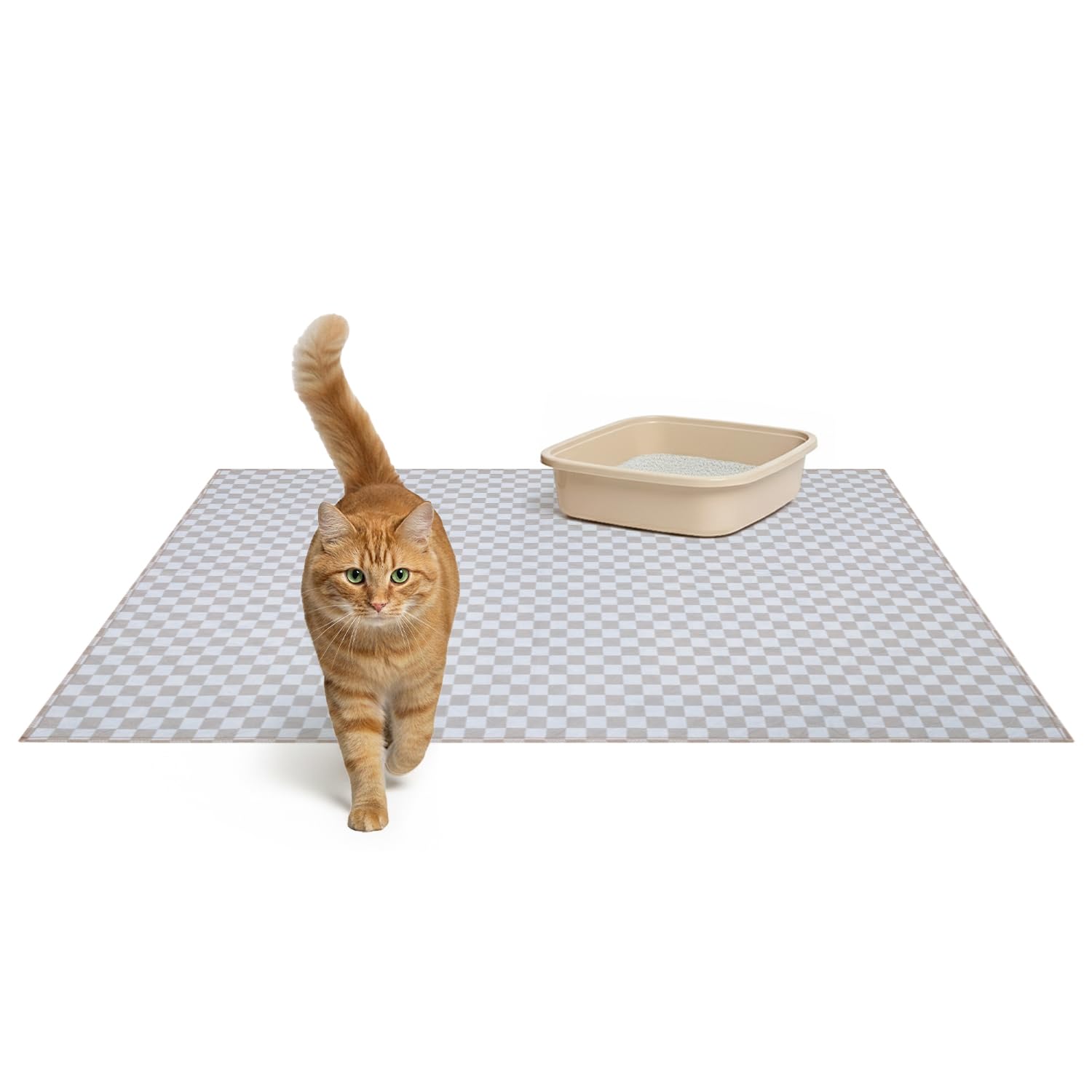 Lovewag Pets tapis litière grand 36x48 taupe damier; couverture maximale et réduction des traces
