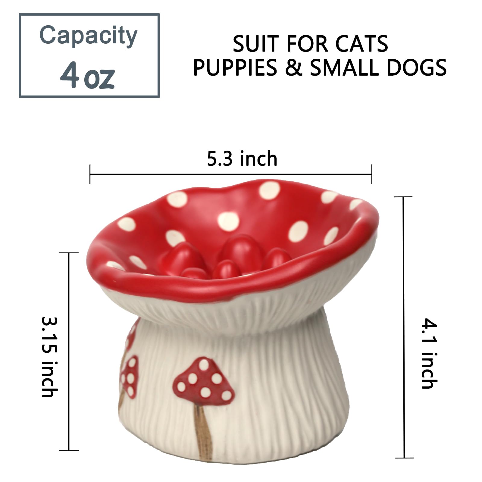 Forme champignon rouge du bol, look ludique pour chats