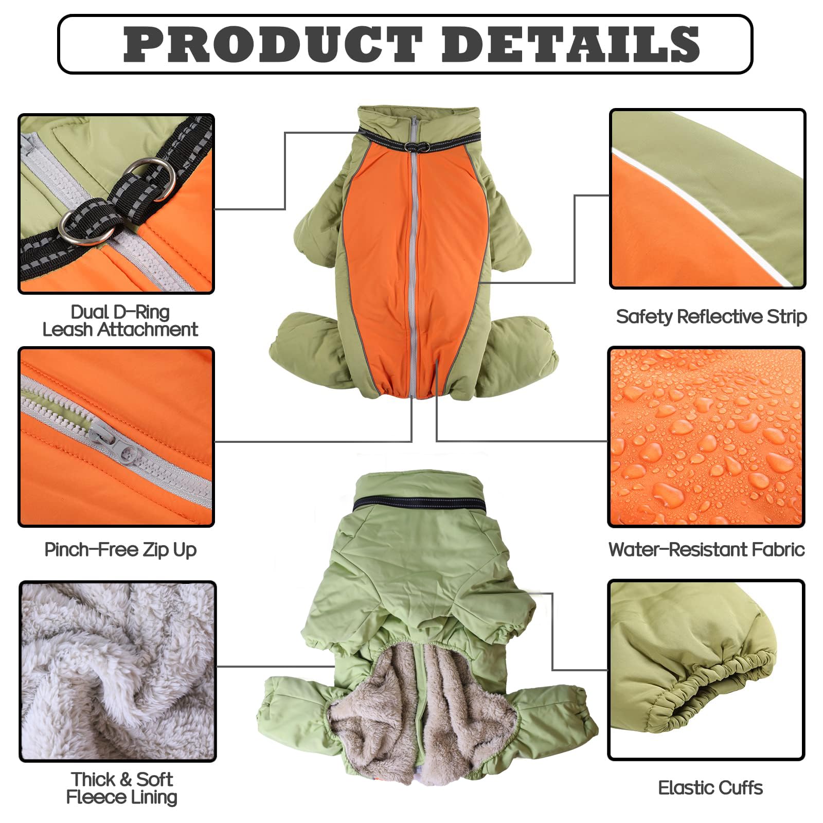FERMETURE arrière sécurisée du manteau chien