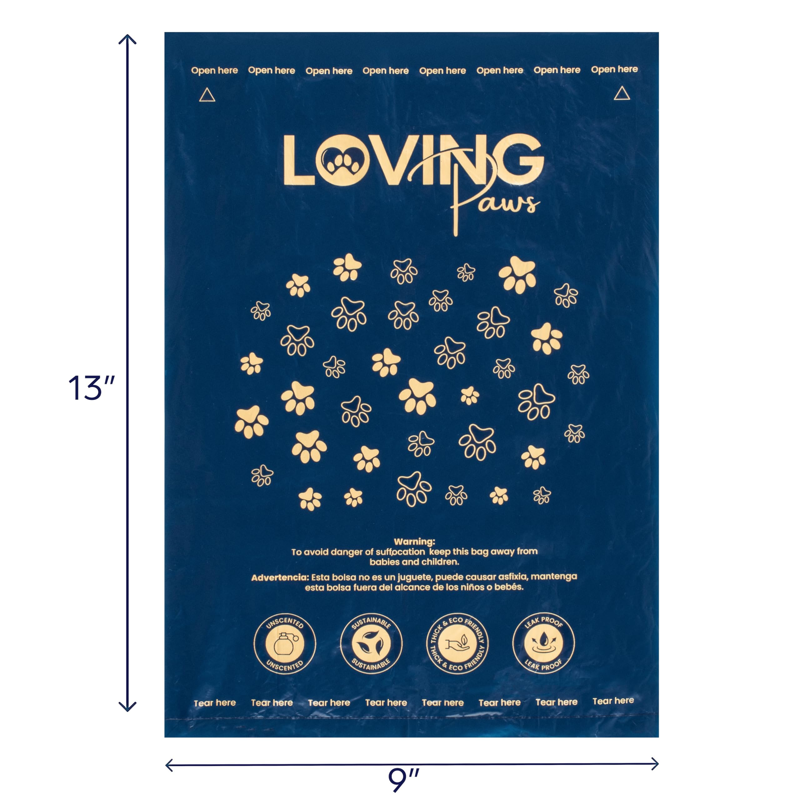 LOVING Paws rouleau sacs-poubelle épais 9x13 pour tous les chats et chiens.