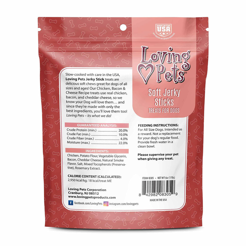 Loving Pets baton-bacon-et-fromage : récompense savoureuse sans blé.
