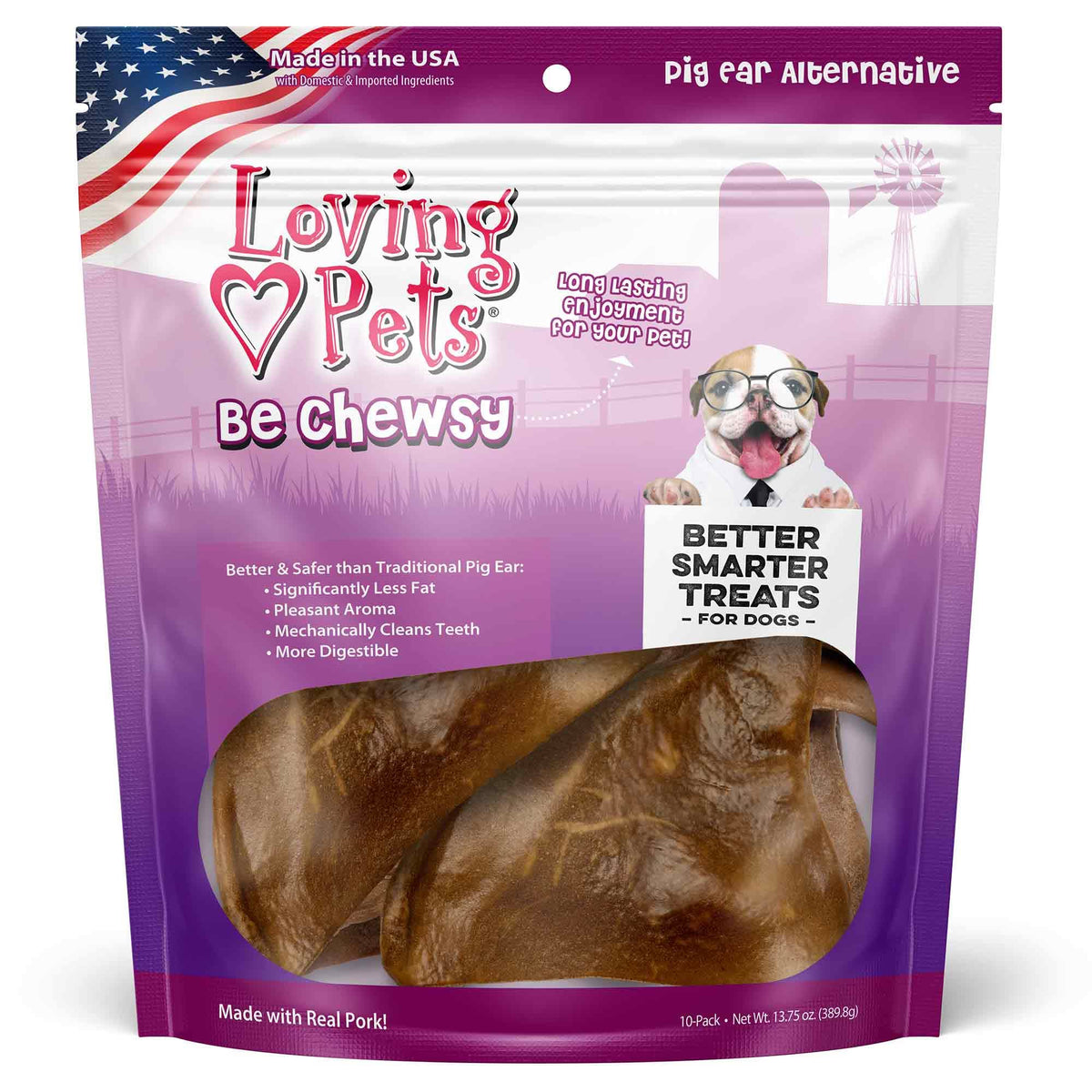 Loving Pets Be Chewsy, oreille de cochon alternative, goût savoureux stimulant le mâchage quotidien