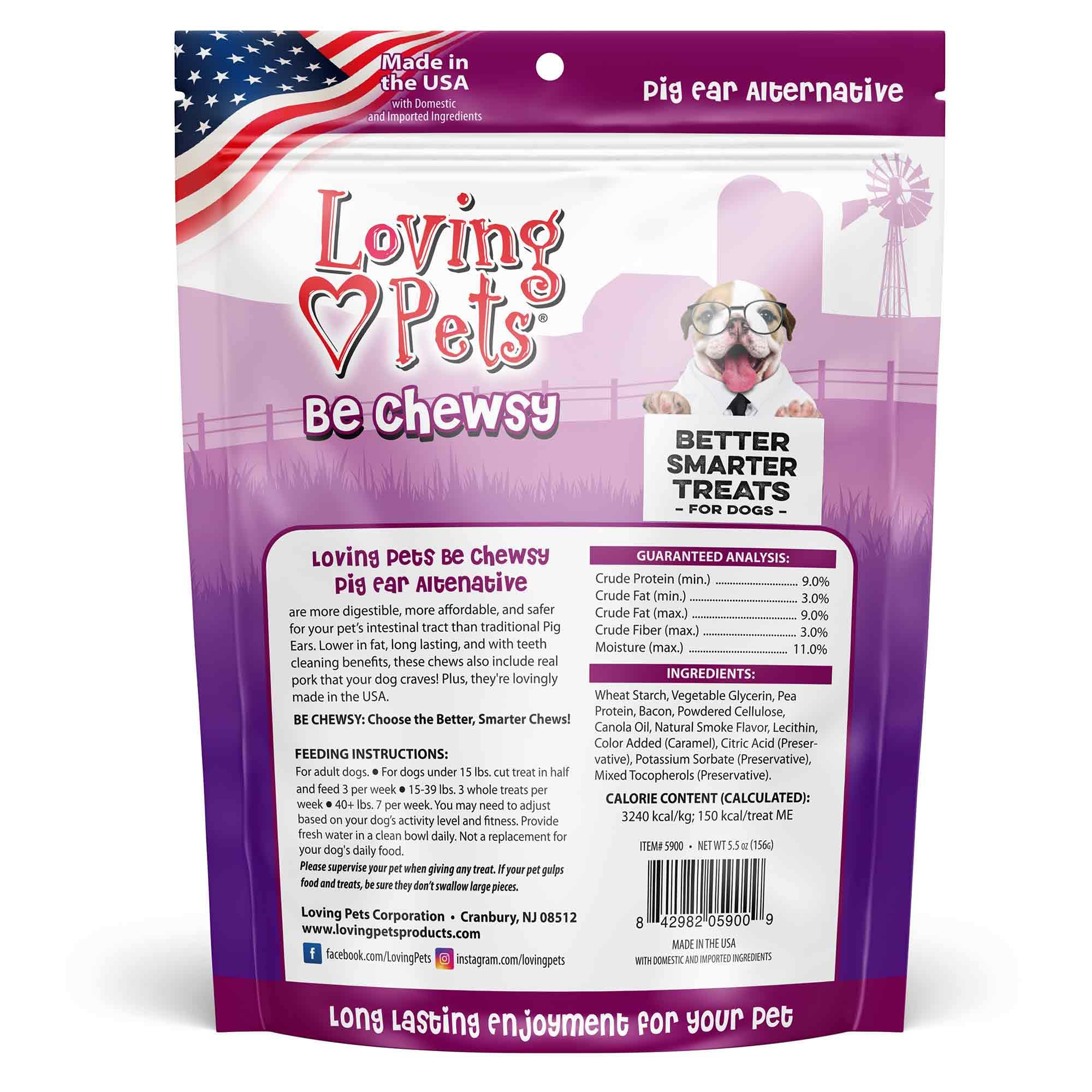 Loving Pets Be Chewsy — oreille de porc alternative, sûre et facile à digérer pour chiens actifs.
