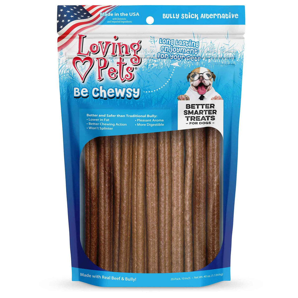 Loving Pets Be Chewsy – bouchée de 10 pouces pour chiens, arôme agréable