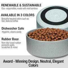 Assiette Dolce Bamboo par Loving Pets, facile à nettoyer et compatible lave-vaisselle.
