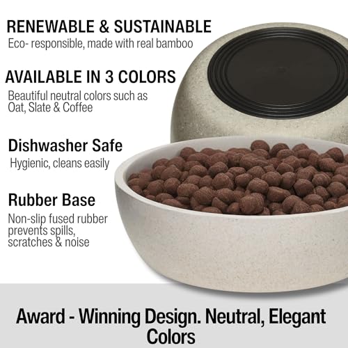 Bol Dolce Bamboo Loving Pets en brun café avec base antidérapante pour repas propres.