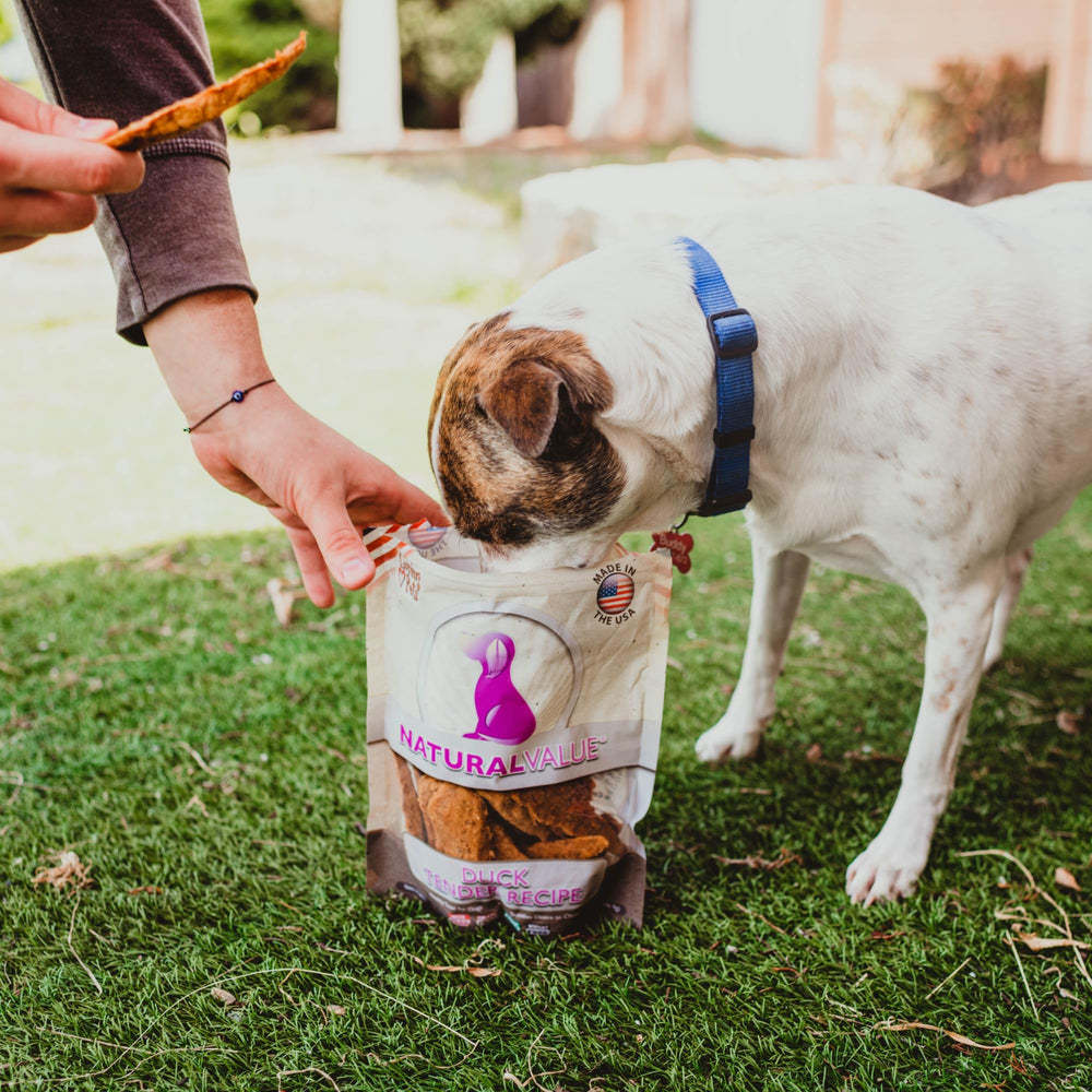 Emballage pratique des Canard Tenders Loving Pets pour un usage rapide.