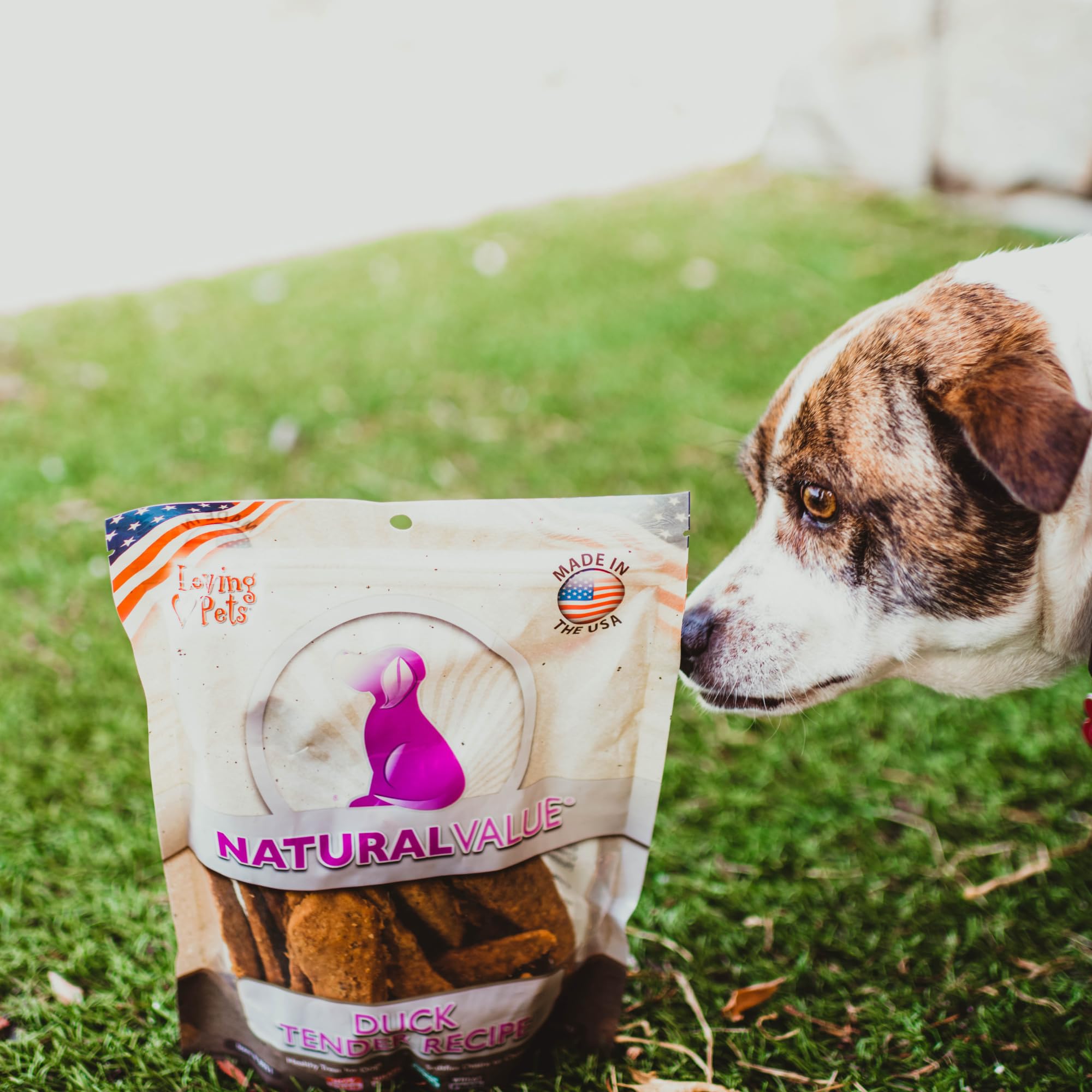 Ingrédients simples Loving Pets Natural Value Canard Tenders, sans céréales ni gluten.