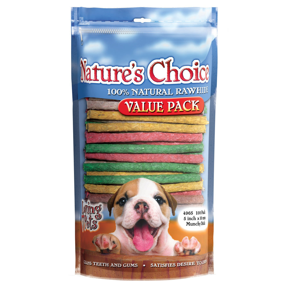 Loving Pets Nature's Choice : batonnet os brut naturel, pack 5 pouces pour soutenir l'hygiène dentaire.