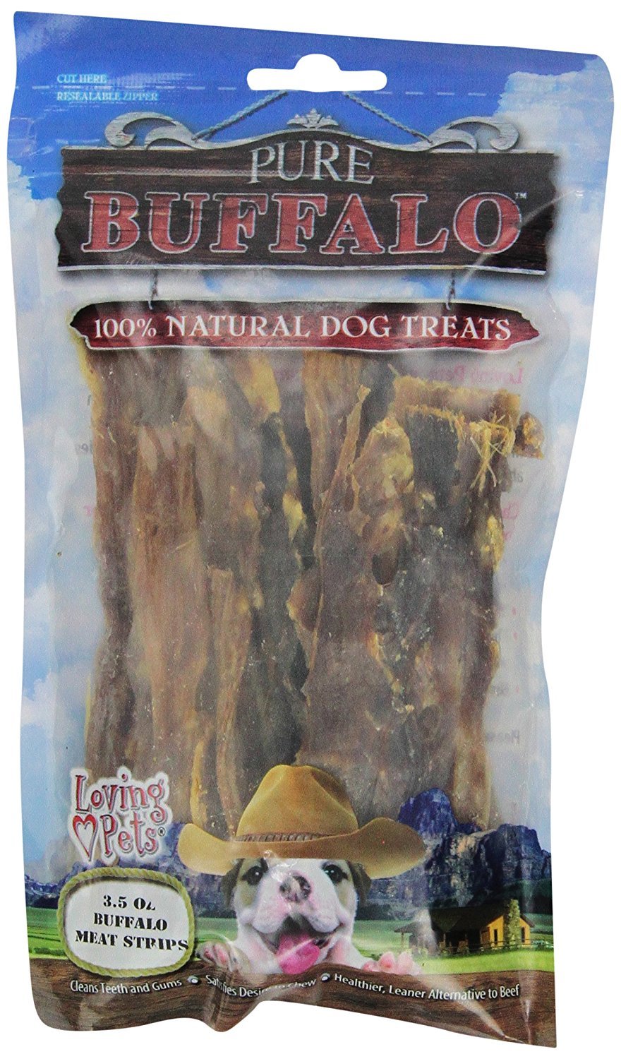 Loving Pets Steaks poumons de buffle pur, zoom sur texture légère pour mâcher