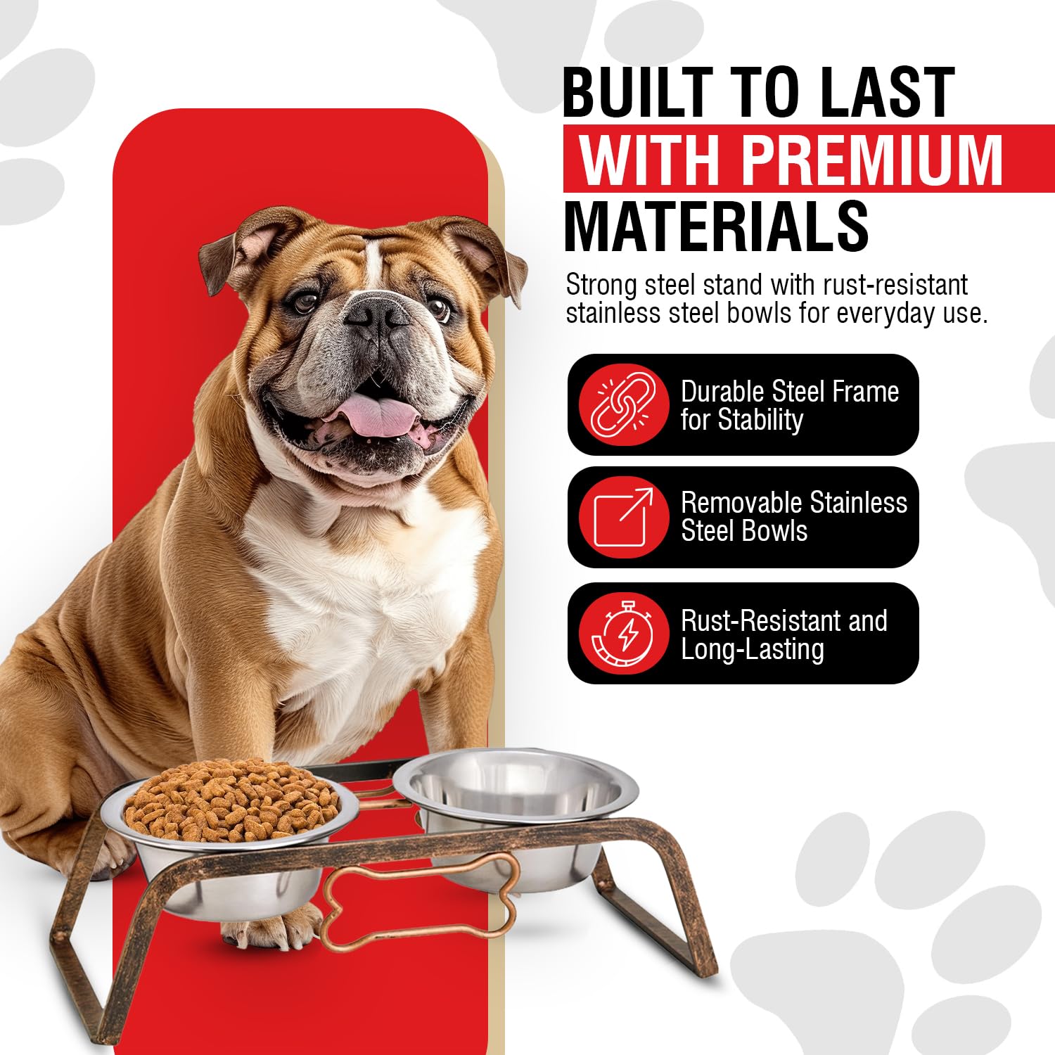 Loving Pets support en acier et bol eleve, base solide et durable.
