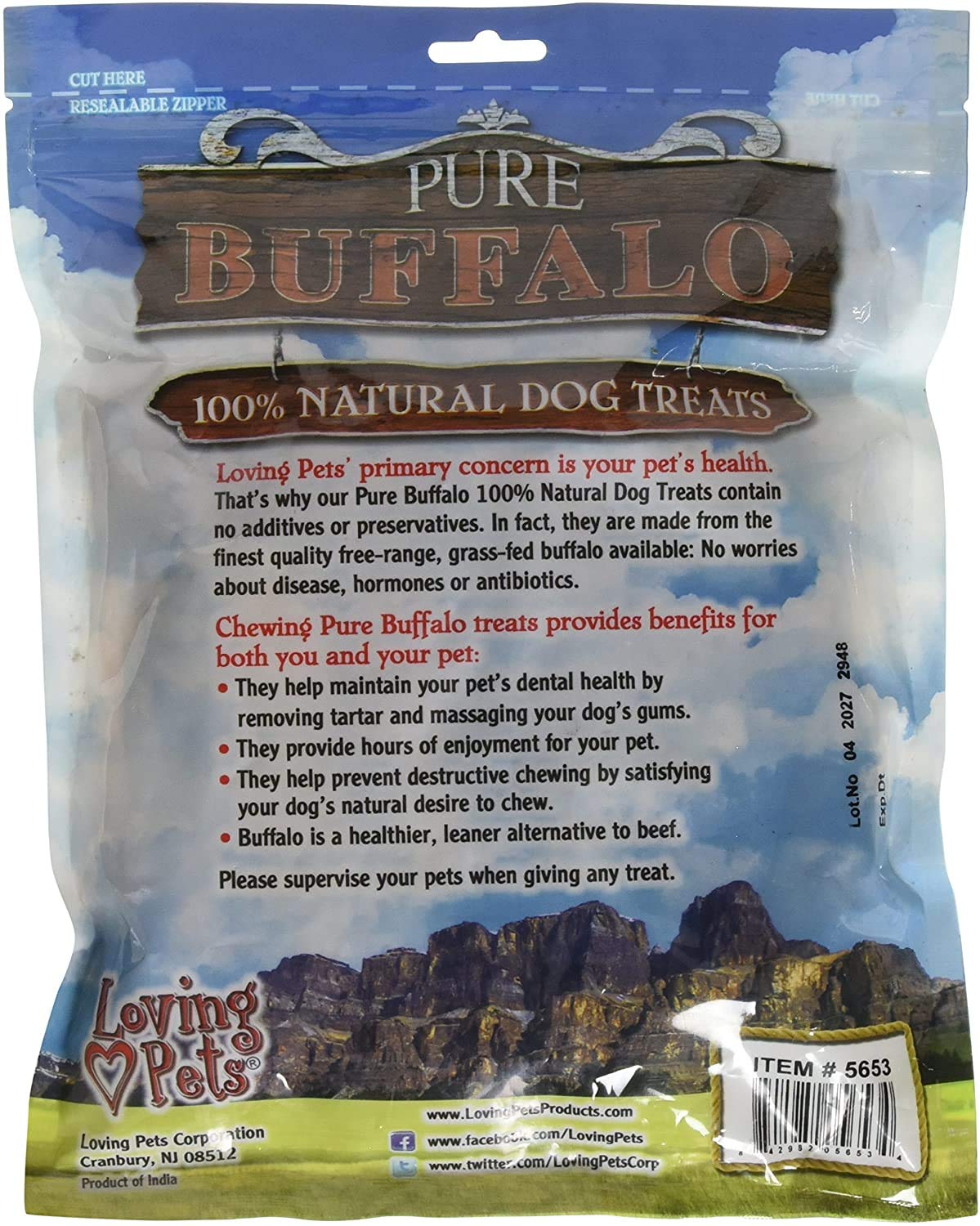 Loving Pets tendon de dos buffle – zoom sur texture naturelle, parfaite pour la mastication prolongée.