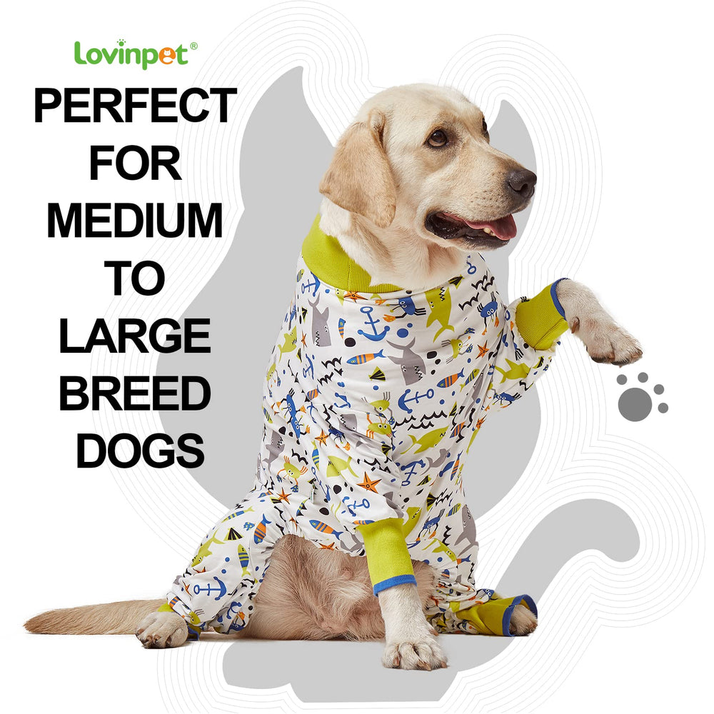 LovinPet pyjama grand chien, zoom sur tissu extensible et réduction des frottements.