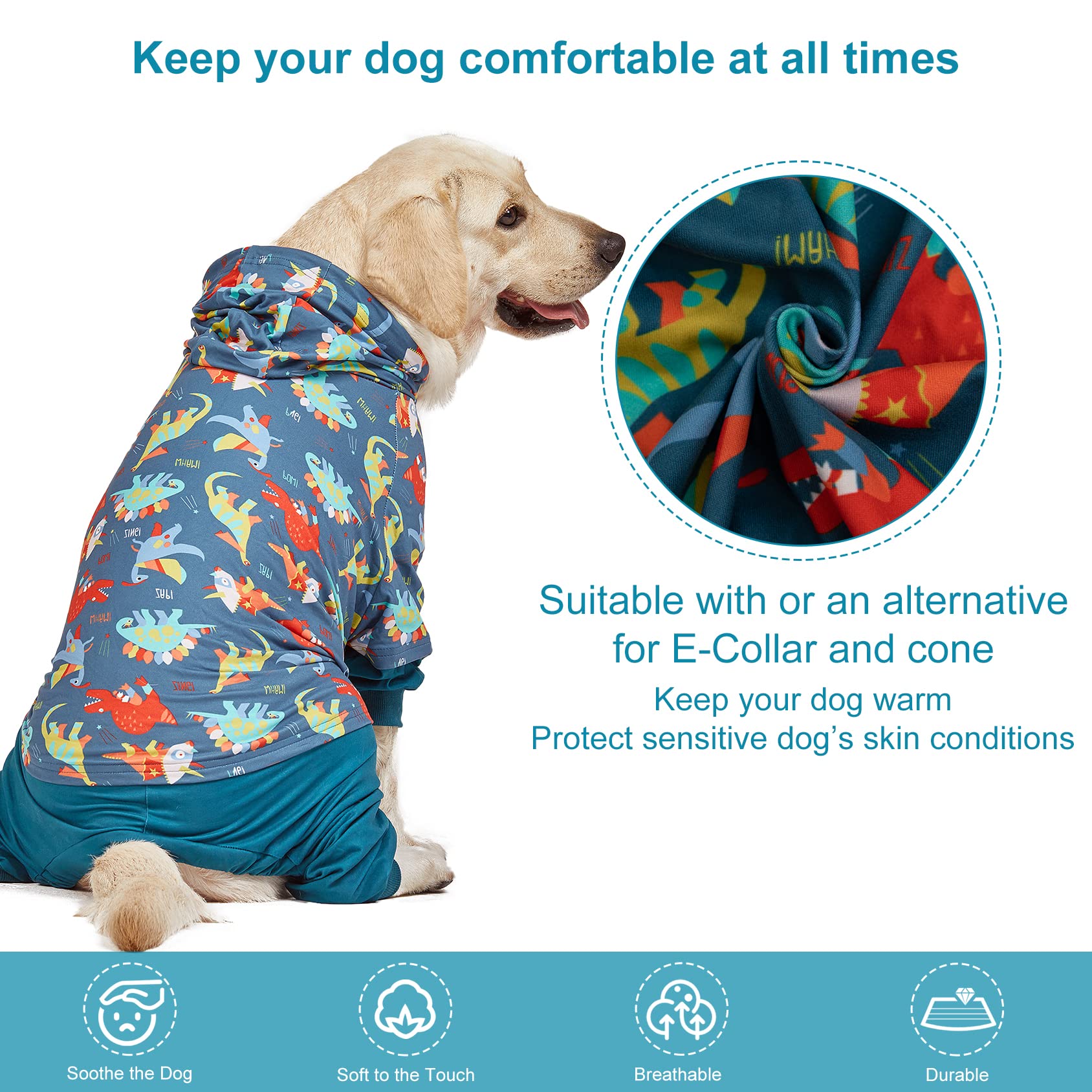 LovinPet PJS grand chien, tissu leger et doux, ideal pour ete.