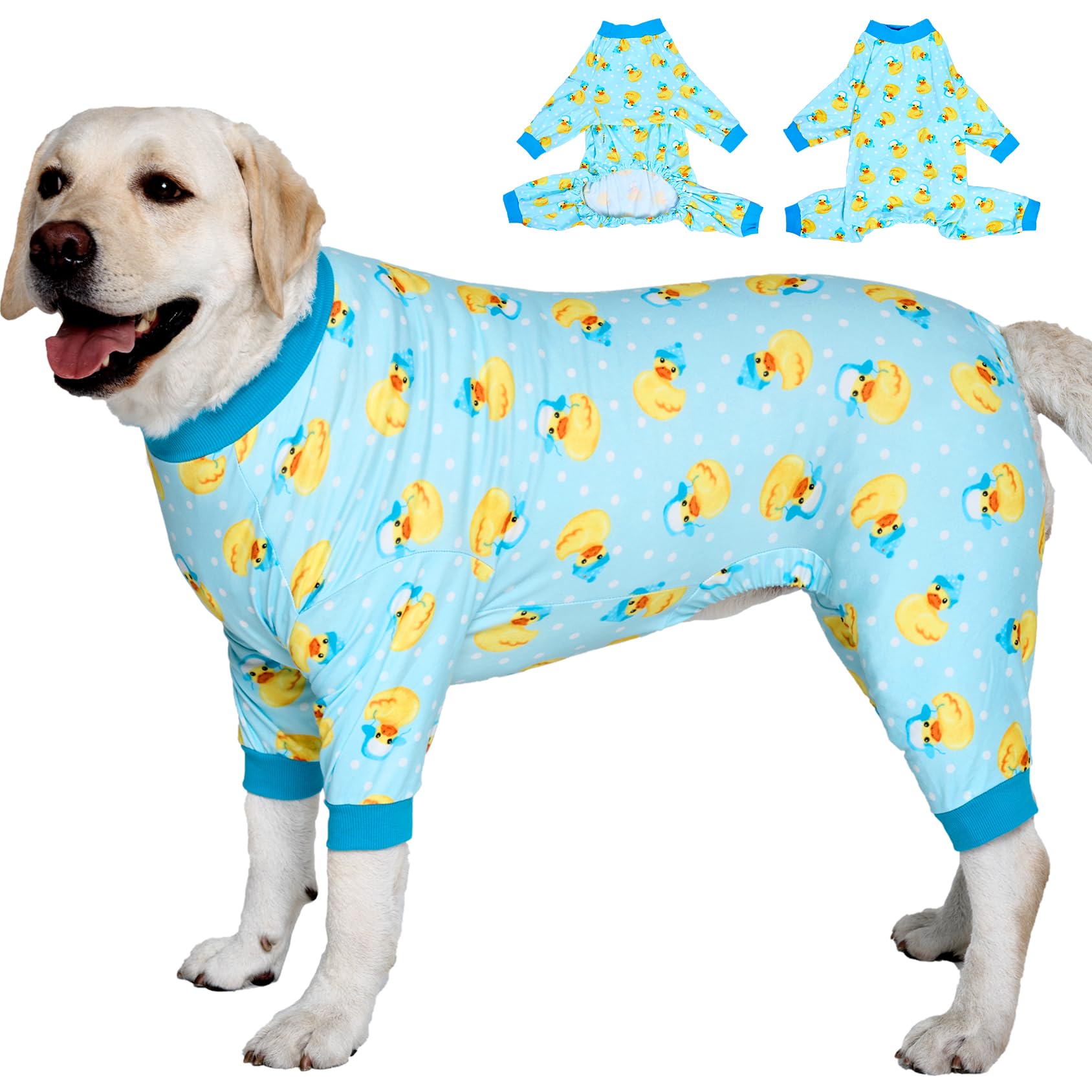 LovinPet pyjama-chien big-dog imprimé canards bleus, protection des surfaces et réduction des poils.
