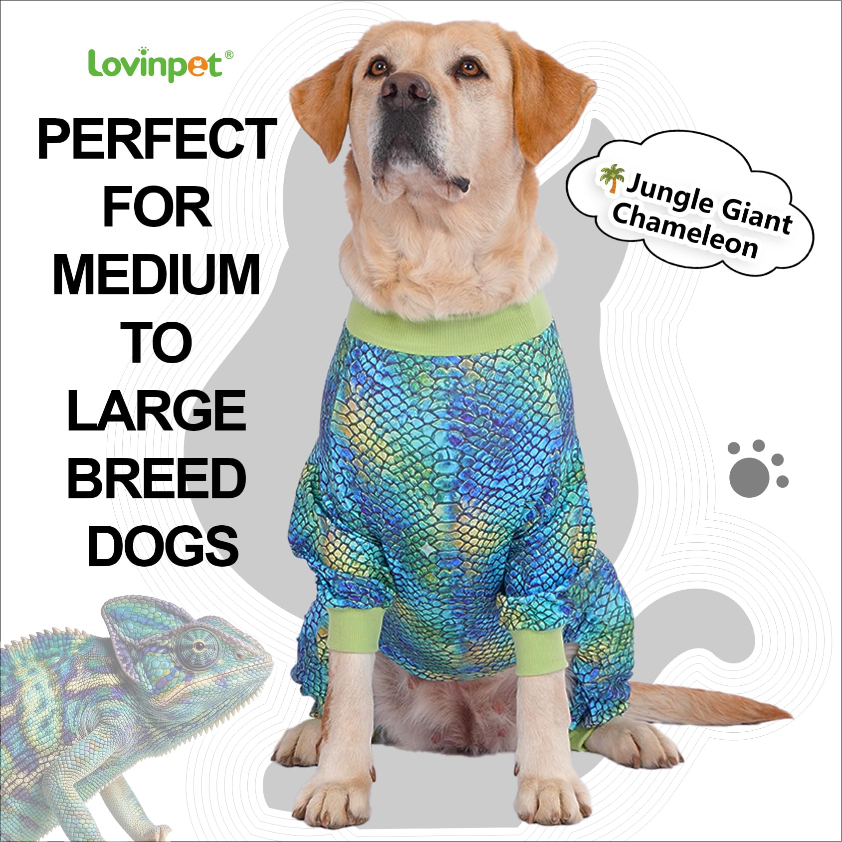 Motif animal LovinPet bleu sur le torse, accentuant le style.