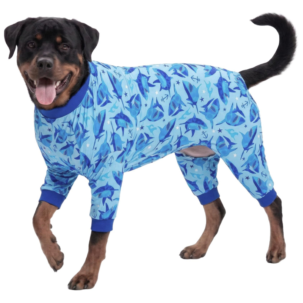 LovinPet pyjama chien grand, imprimé Requin des mers en action, confort et style.