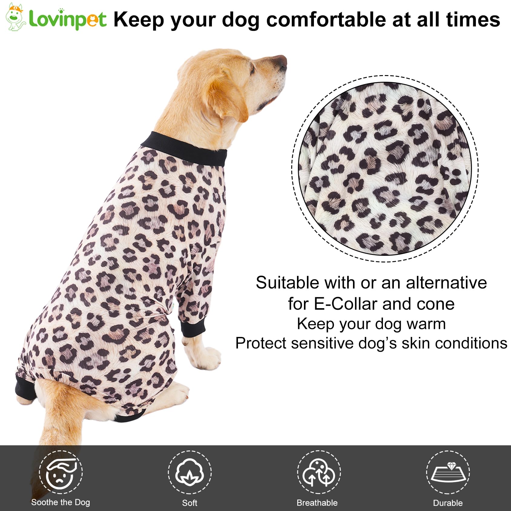 LovinPet pyjama chien grand, taille 3XL adaptée aux grands chiens.