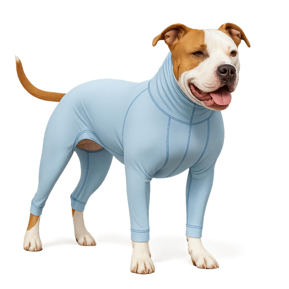 LovinPet UPF50+ dos-chien-bleu: protection UV et coupe confortable.