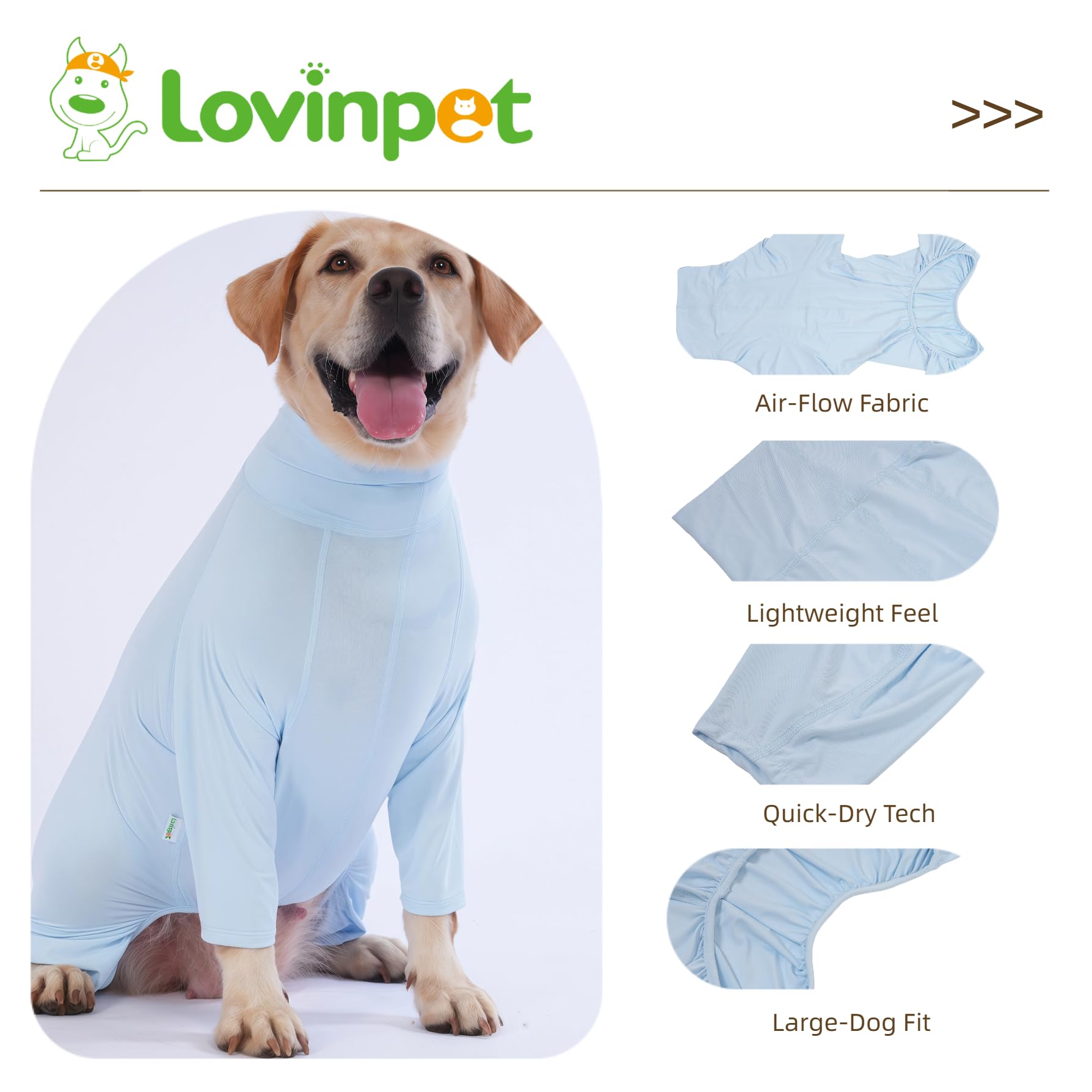LovinPet UPF50+ entretien-facile-bleu: lavage en machine pratique.