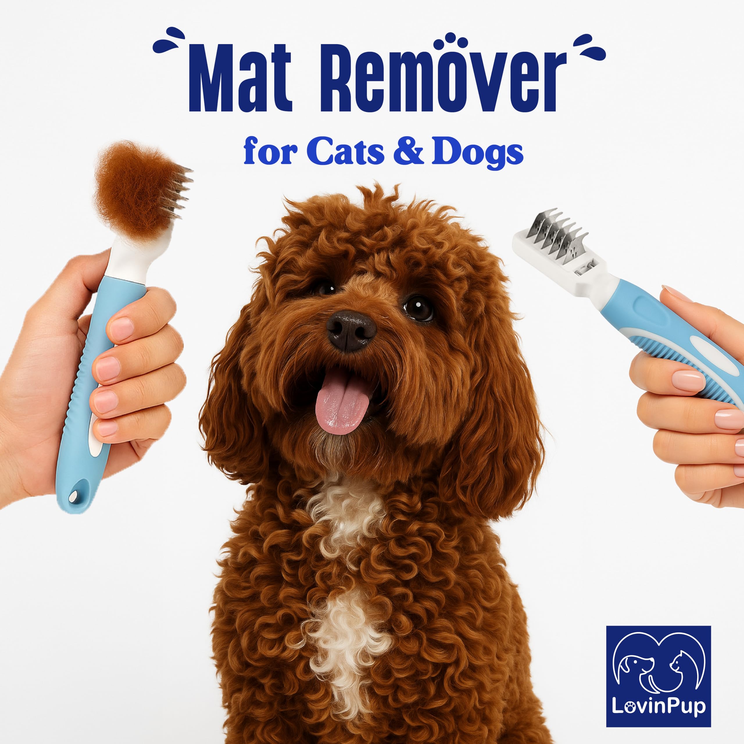 LOVINPUP Pet Mat Remover: dents arrondies protègent la peau pendant le démêlage.