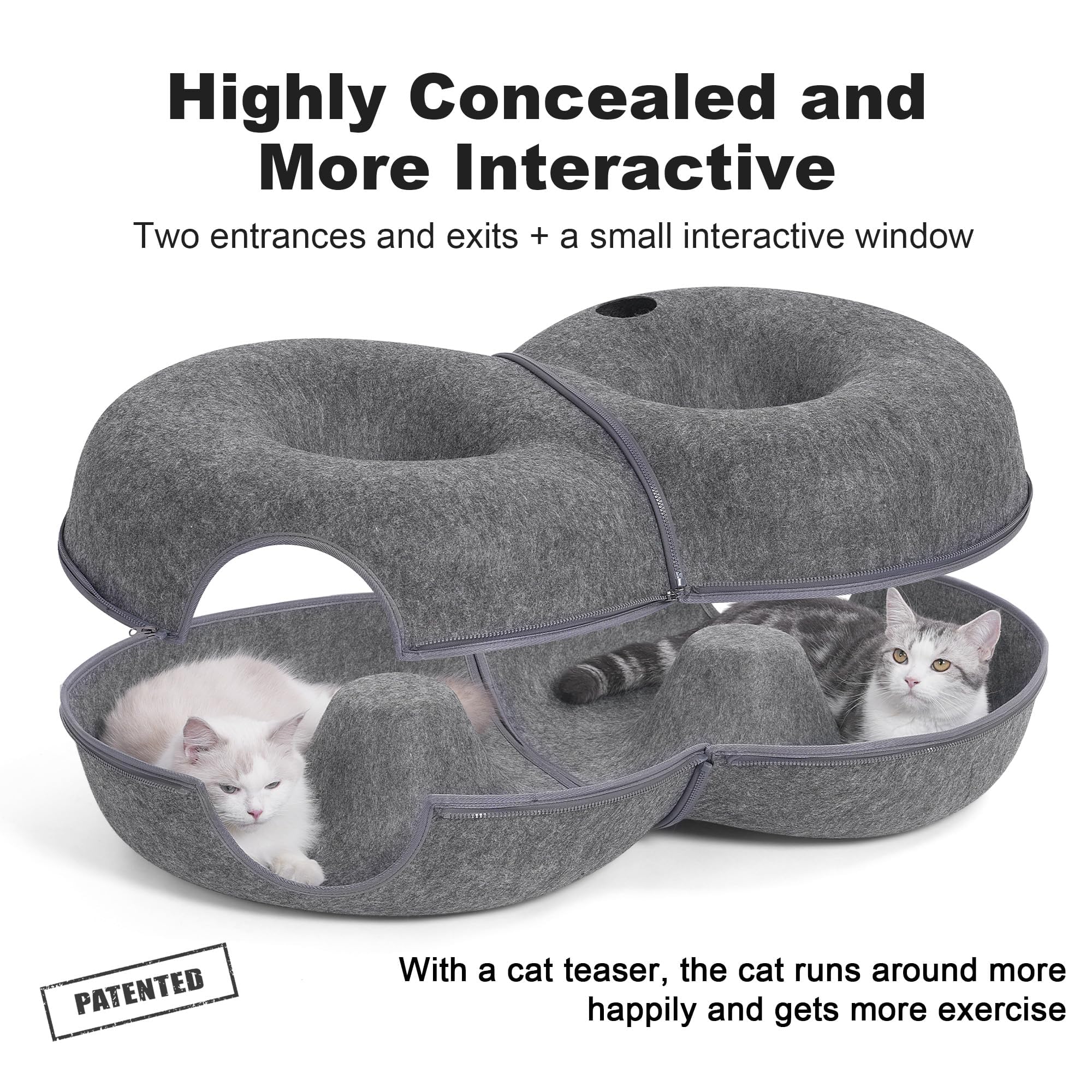 LovIntry tunnel chat avec balles jouets pour stimulation et chasse.