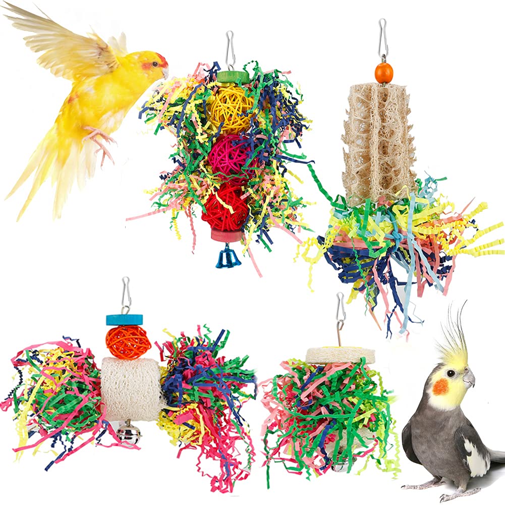 Le jouet LovyoCoCo pour perruche offre un forage avec papier qui crisse.