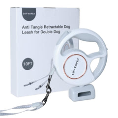 LovYoPet tout-en-un double laisse pour chien : deux laisses rétractables sans nœuds.
