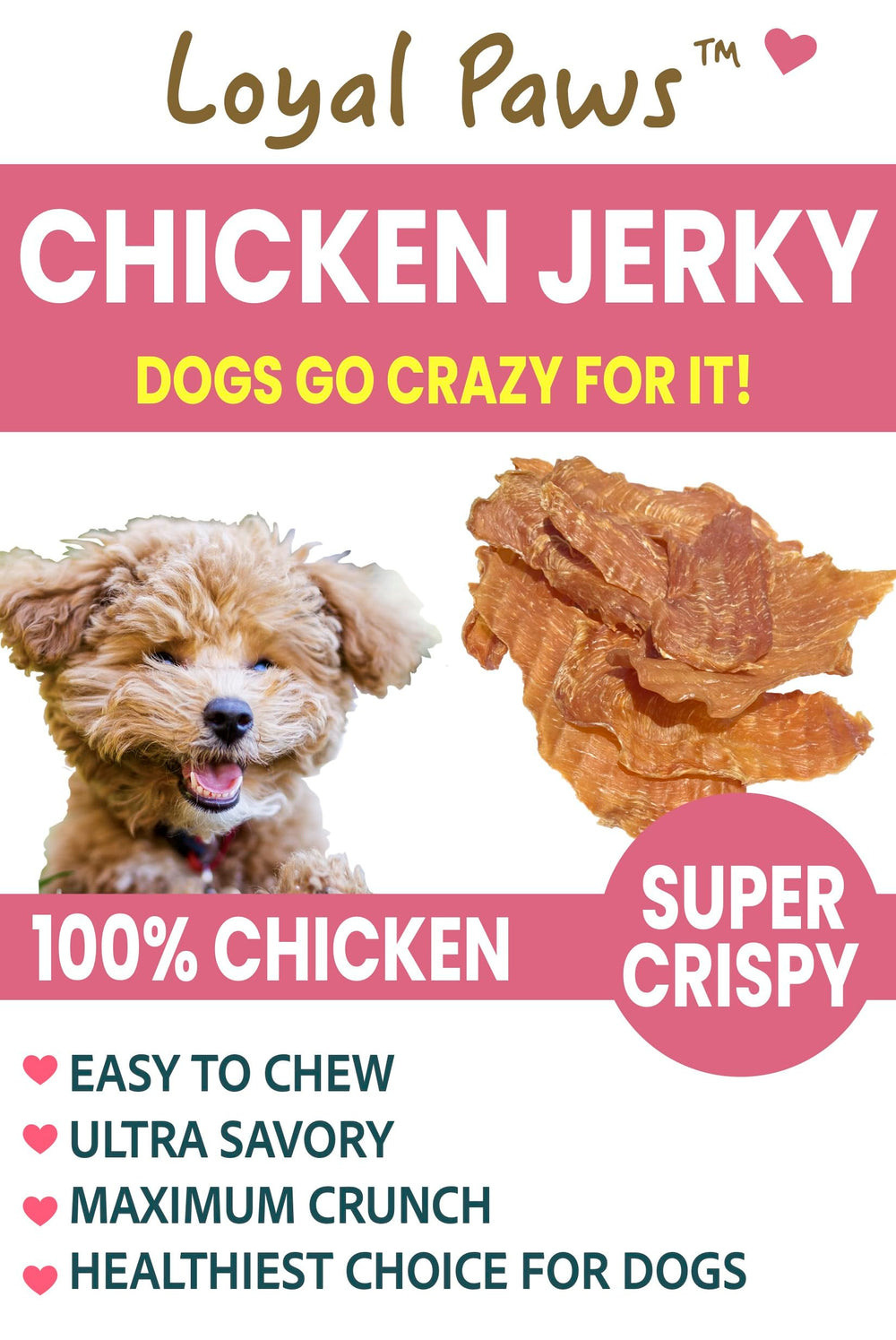 Loyal Paws bouchées-poulet-legères, bouchées discrètes pour sessions rapides.