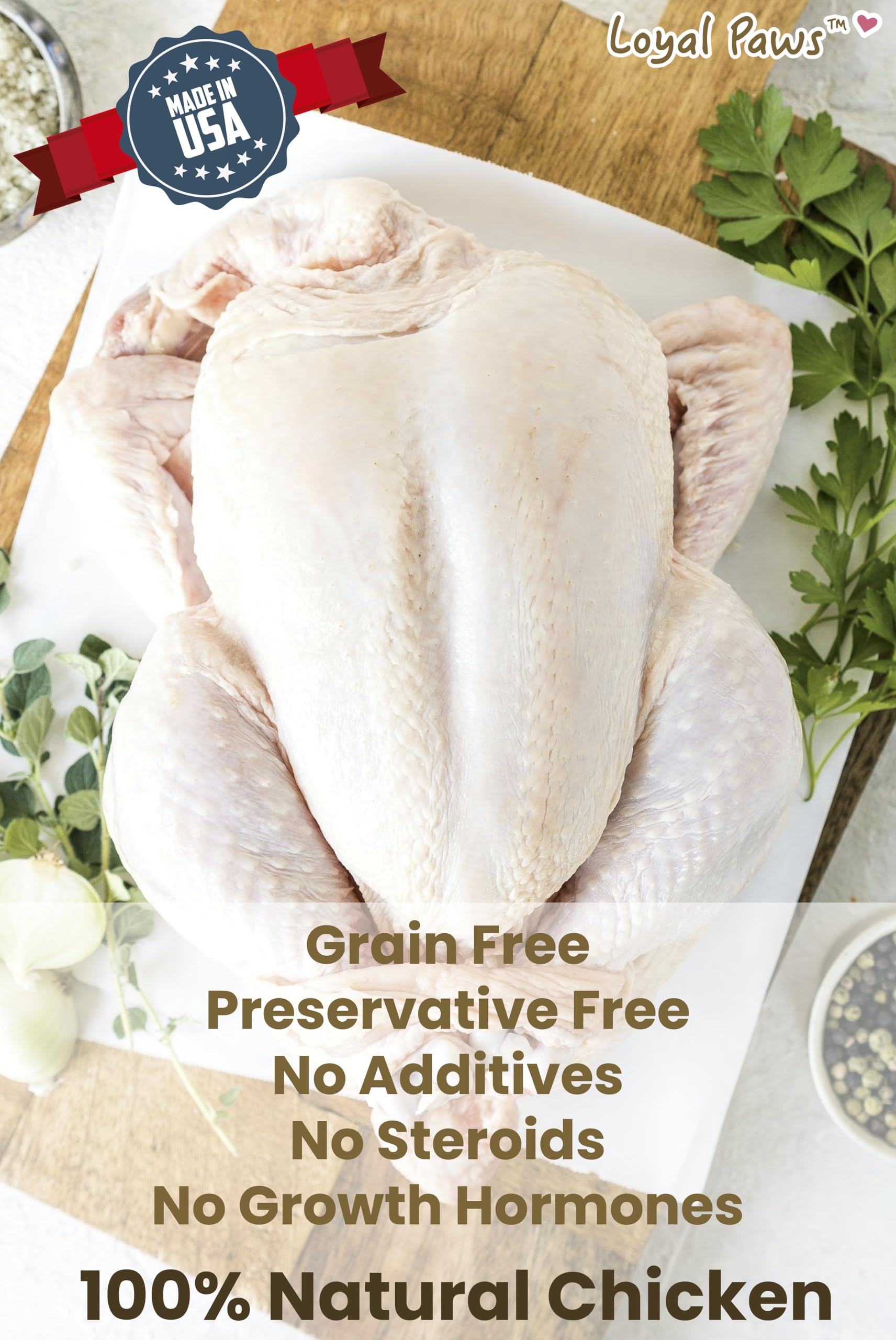 Loyal Paws tranches-poulet-sans-additifs, option naturelle sans additifs artificiels.