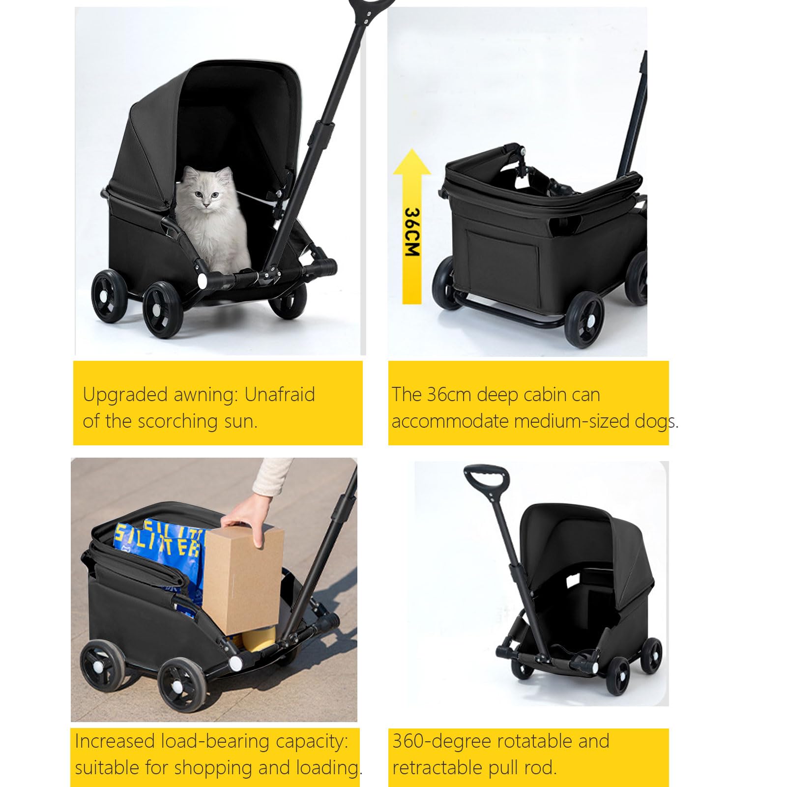 Loyimioo Poussette-chat-chien-compacte pratique pour les trajets extérieurs.