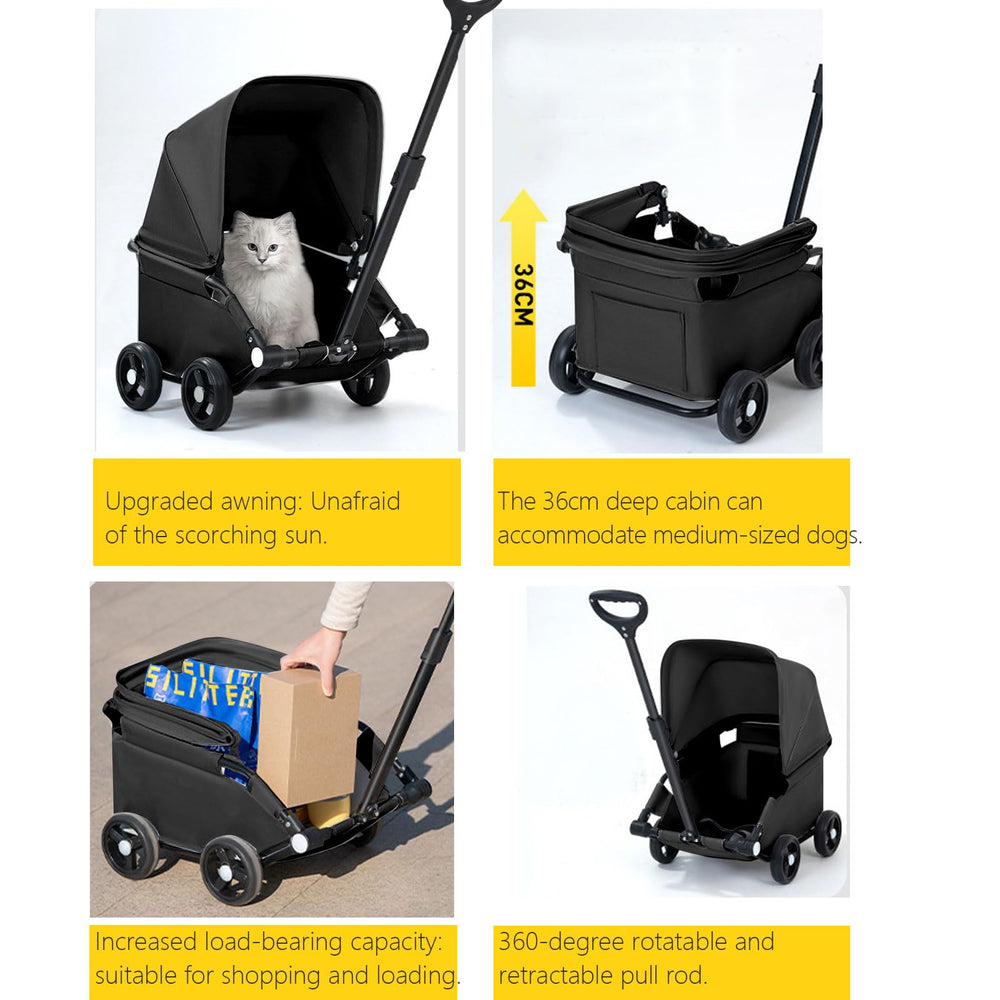 Loyimioo Poussette-chat-chien-compacte pratique pour les trajets extérieurs.