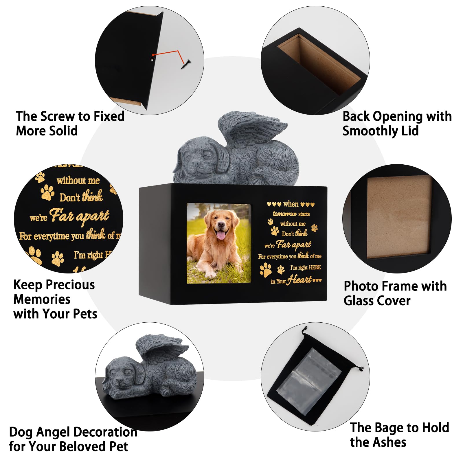 LPREUTWN ange-chien urne ornamentale pour mémoire