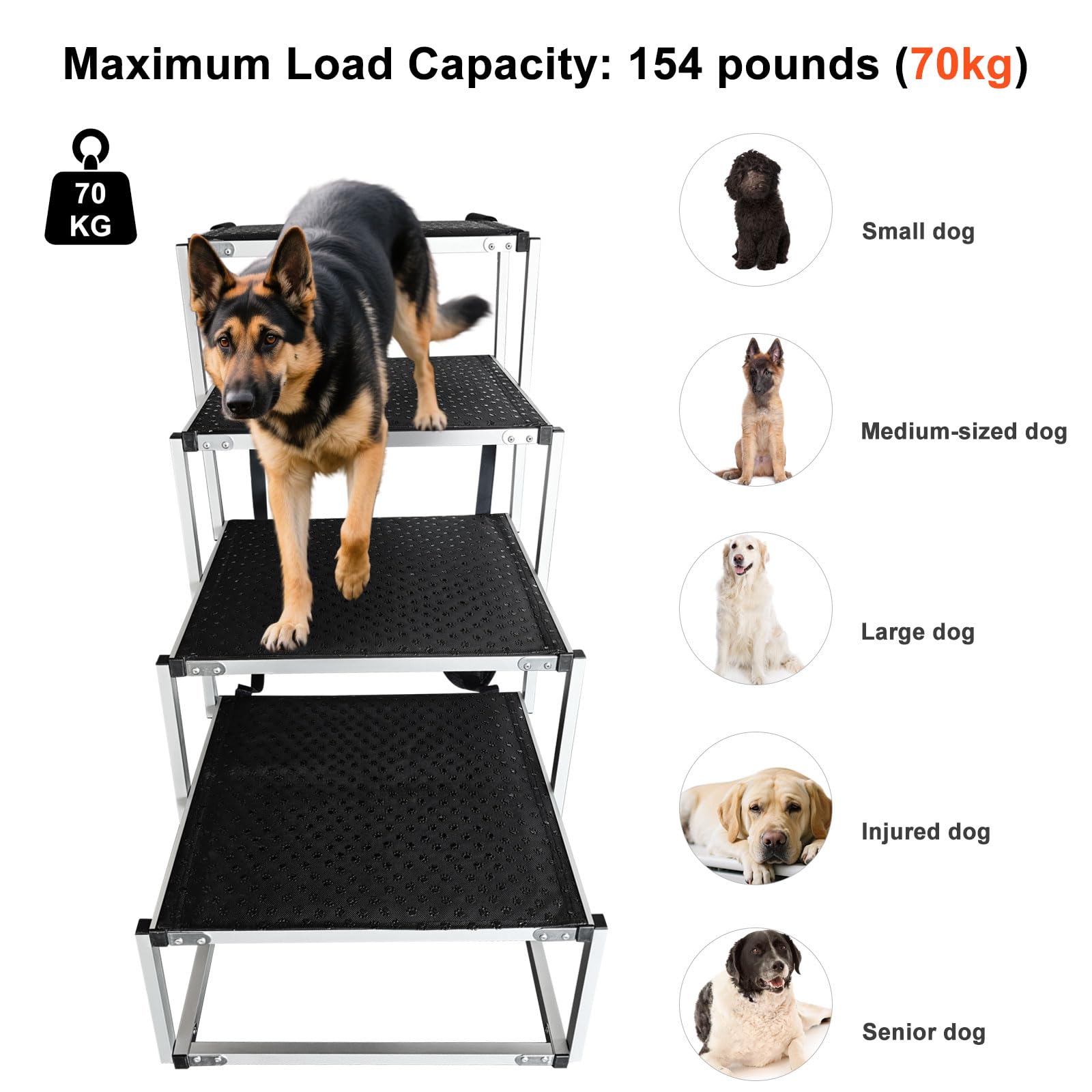 Option pliage LTTGX pour chien, dimension compacte après utilisation.