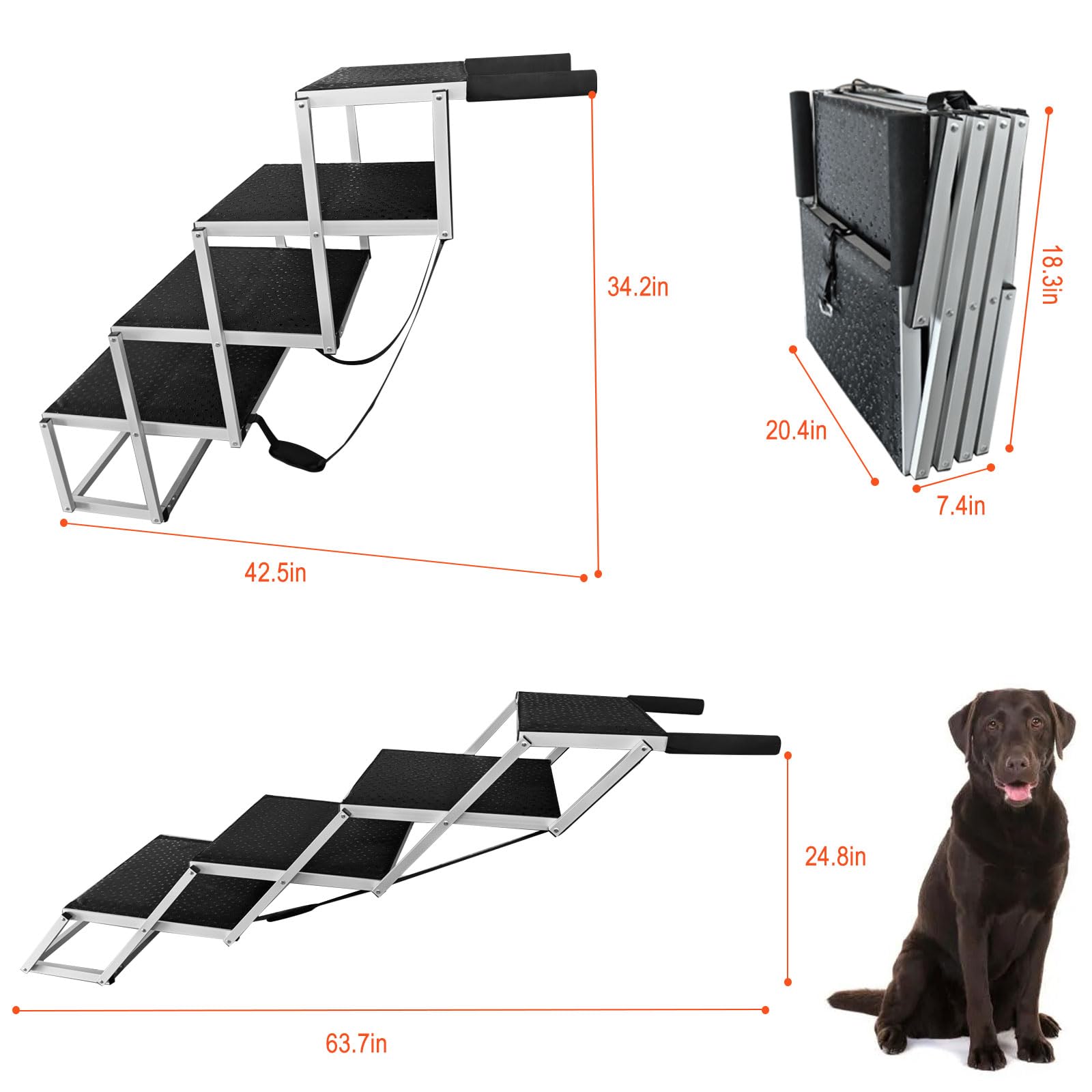 Escaliers LTTGX pour chien pliables et compacts, faciles à ranger.