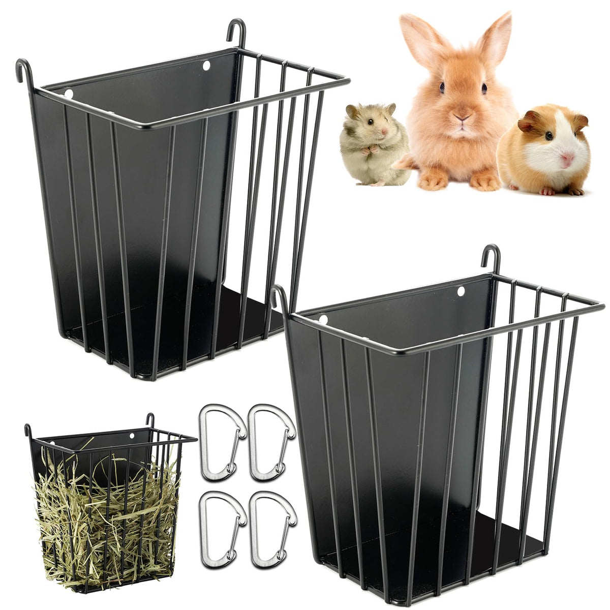 LUAVIARU distributeur de foin pour lapin avec cadre métallique et fixation simple