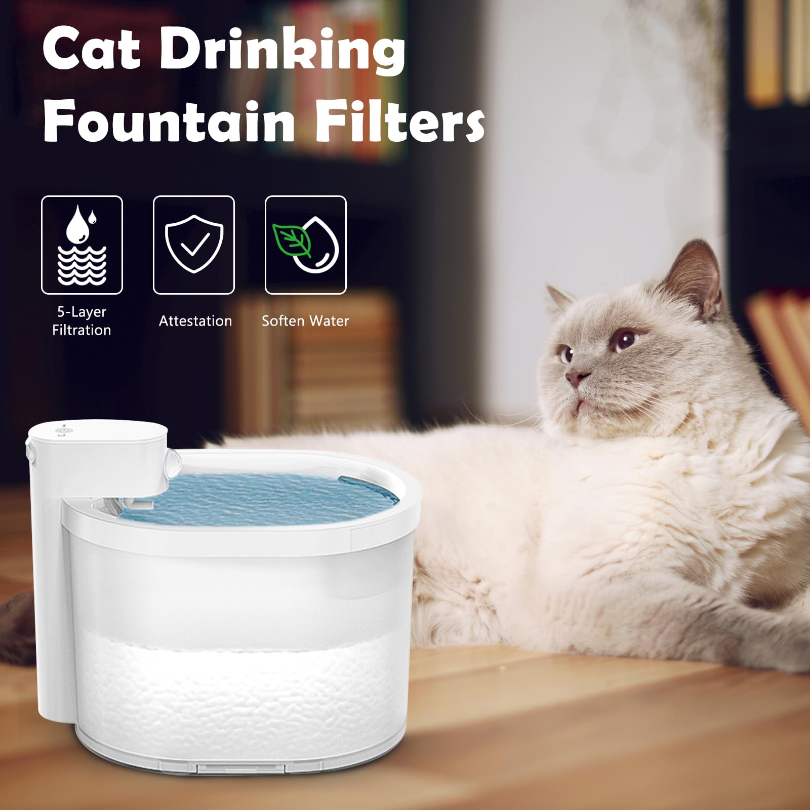 Fontaine Luberdush 67oz/2L prête à l'emploi – capacité adaptée à plusieurs chats.