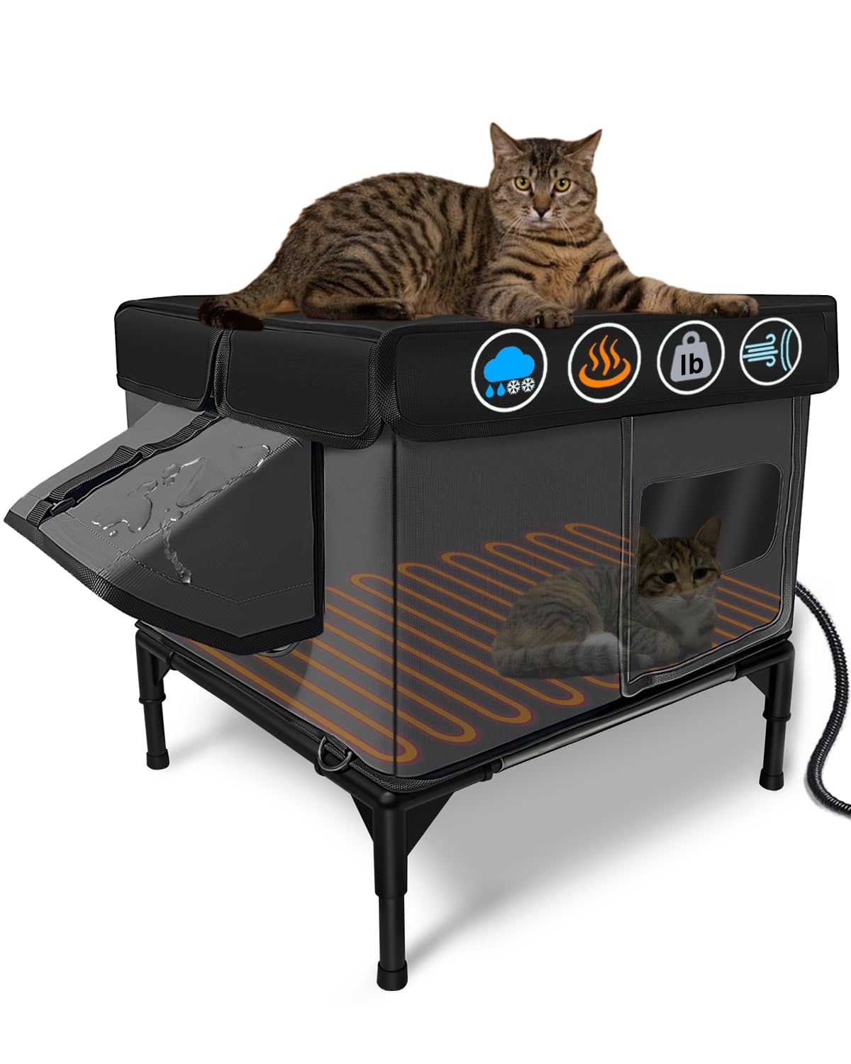 Chalet LUBLACET pour chat extérieur, imperméable, idéal par temps froid.