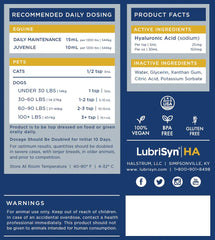 LubrisynHA usage quotidien: hydratation des articulations chez les animaux.