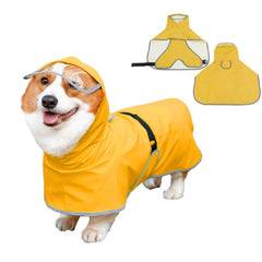 Luccalily poncho chien capuche jaune imperméable et léger pour sorties pluvieuses