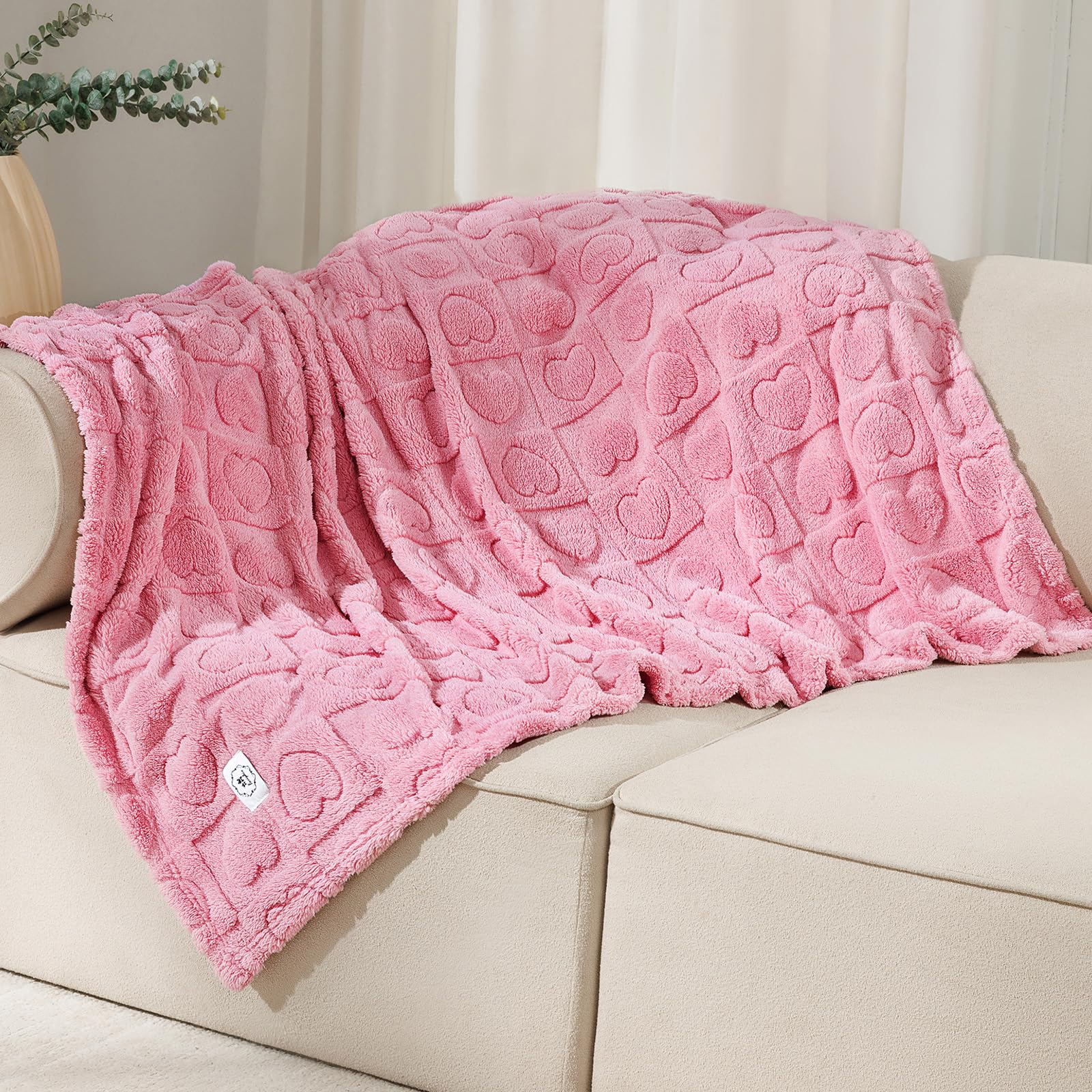 Luciphia – couverture rose, réduction des traces et protection du canapé.