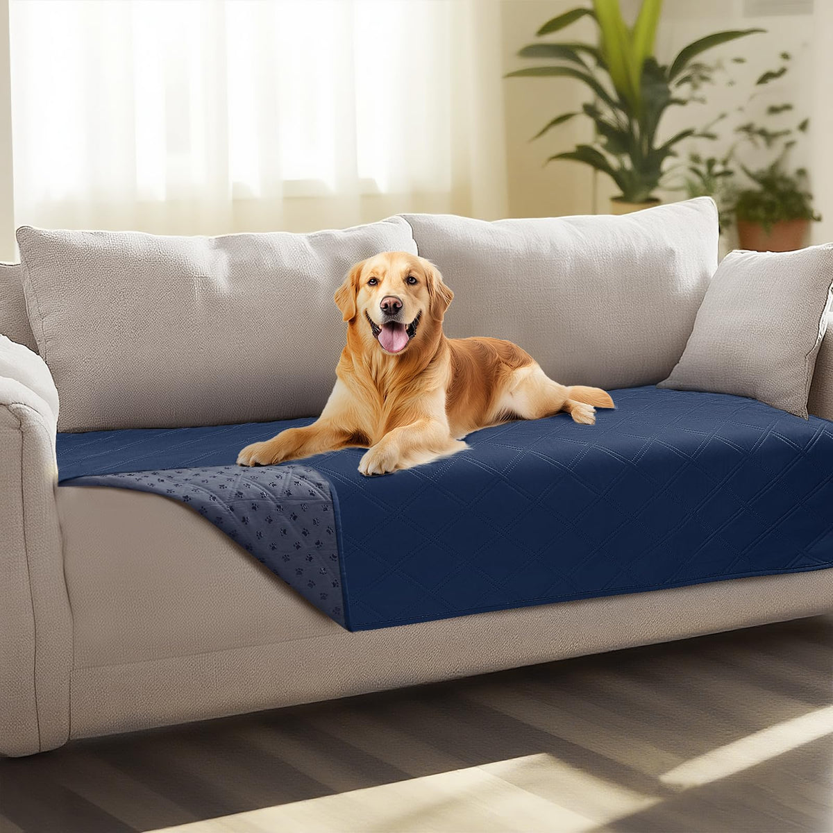 Luciphia couverture canape imperméable bleu nuit protège le sofa des accidents