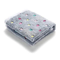 Couverture chien pois violet, idéal pour le couchage sur le canapé.