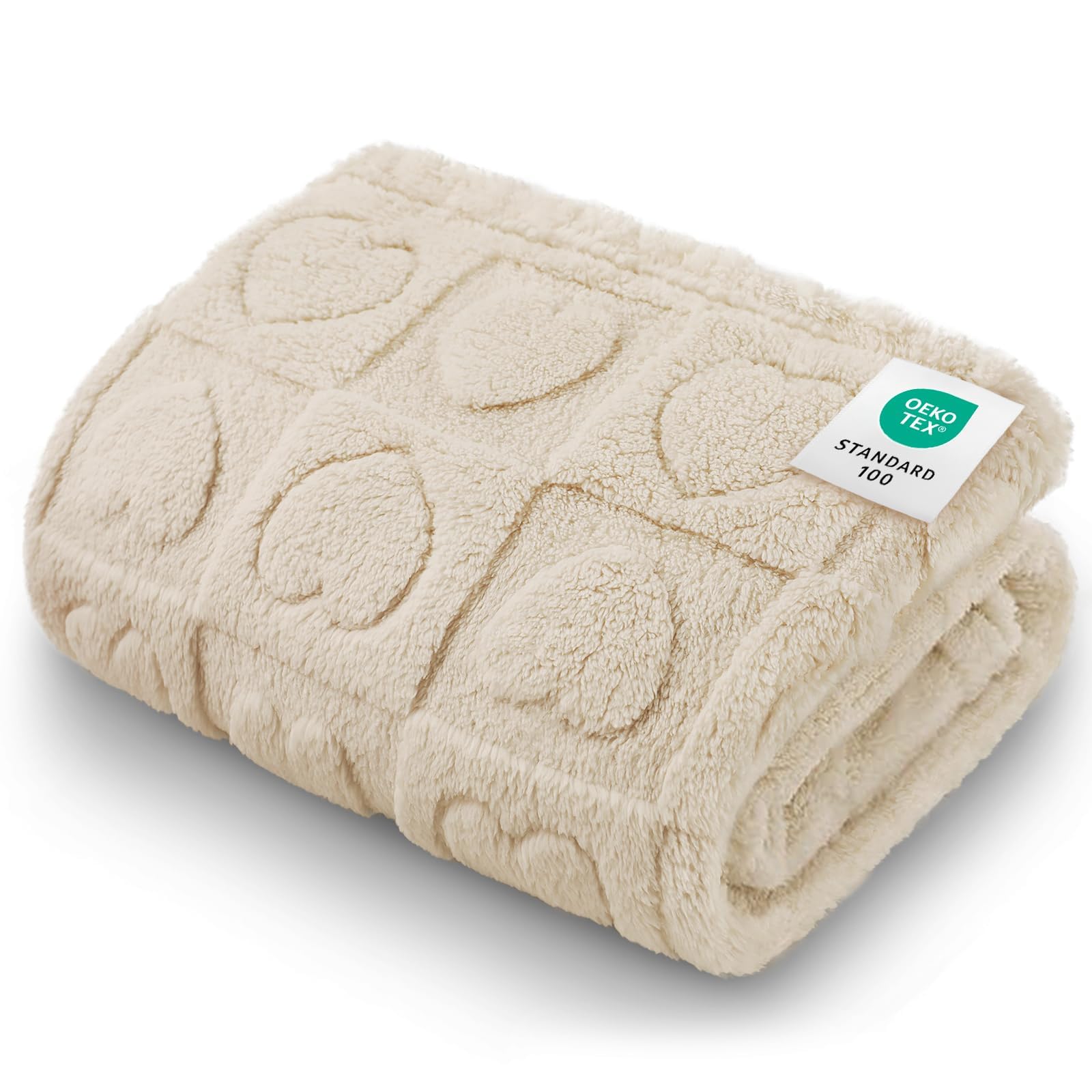 Luciphia texture velours coral double-face; douceur idéale pour chien et câlins.