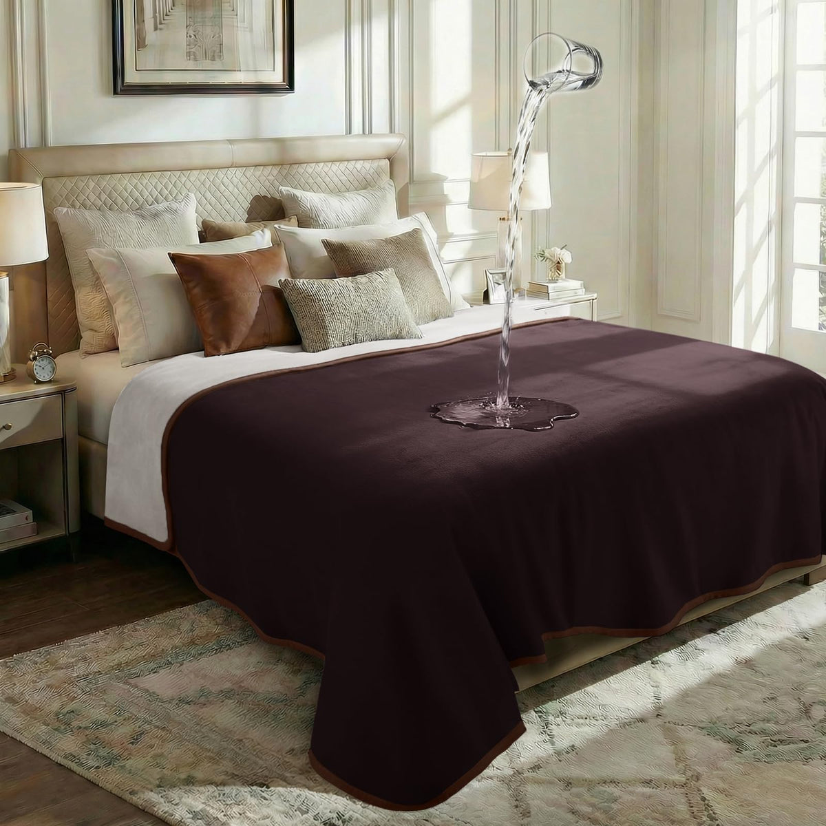 Couverture Luciphia impermeable pour animaux, protege les meubles contre pipi et eclaboussures.