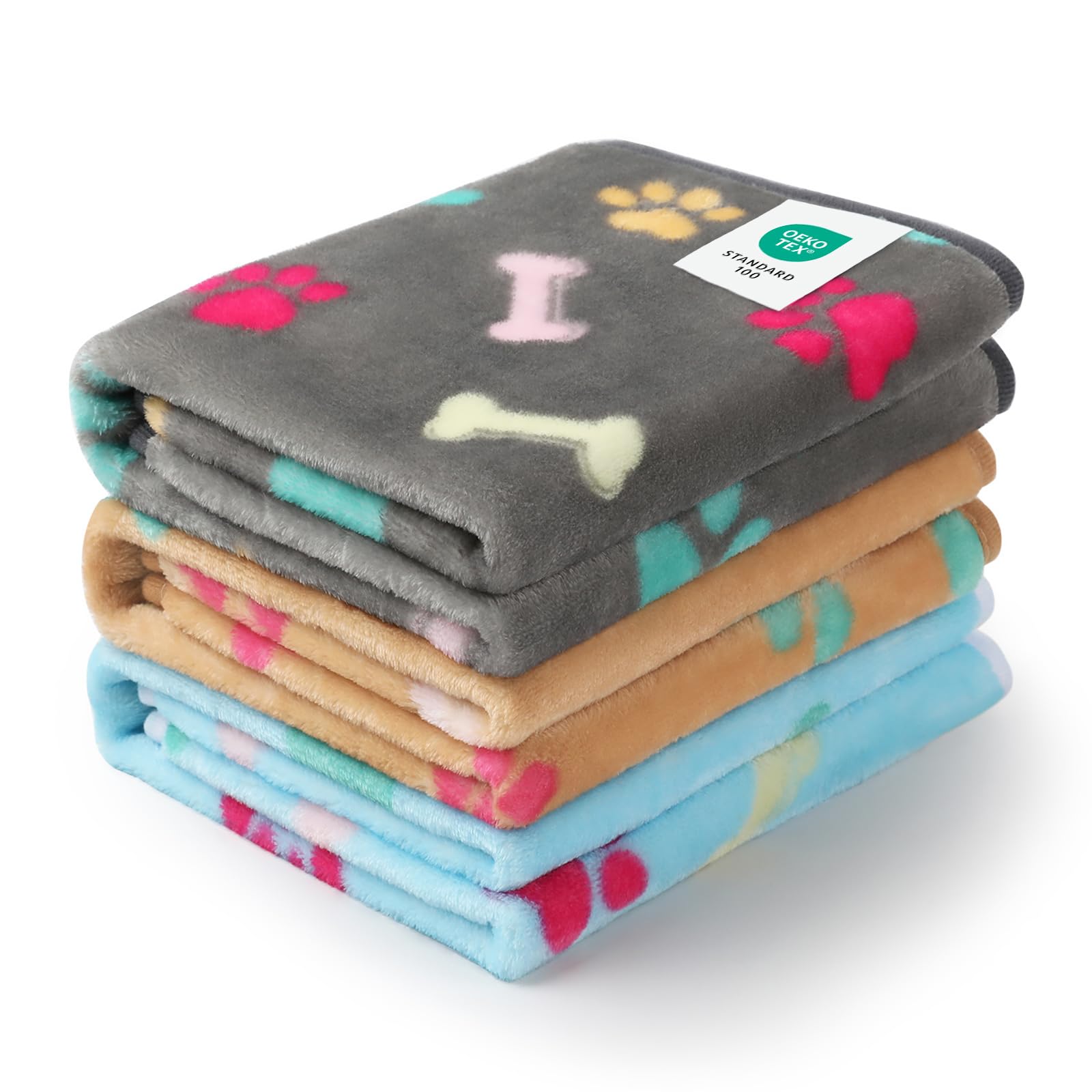 Couverture Luciphia imprimé pattes gris 23x16, douceur idéale pour petit chien et chat.