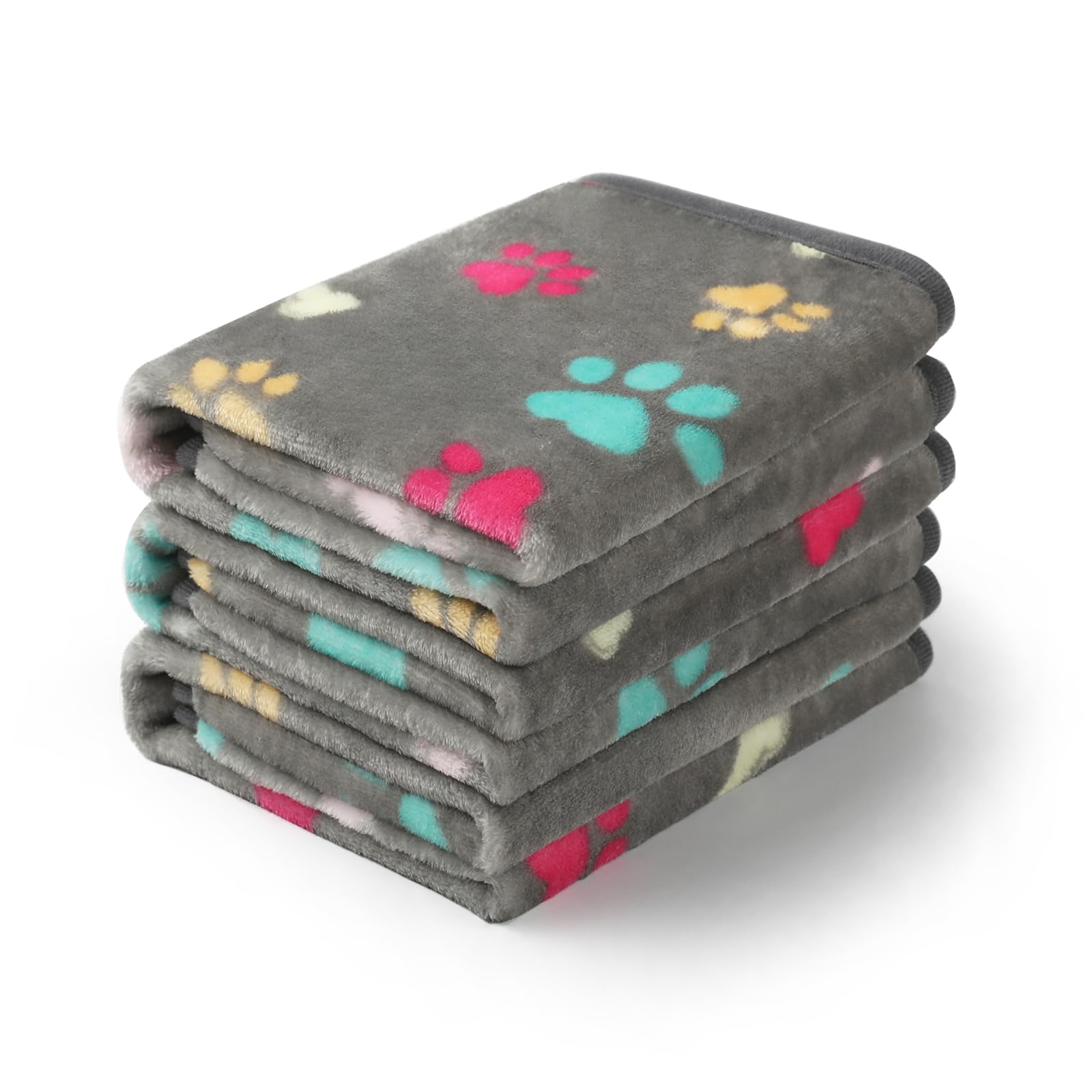 Luciphia couverture peluche grise avec imprimé patte, idéale pour chien et chat.