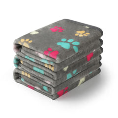 Luciphia couverture peluche grise avec imprimé patte, idéale pour chien et chat.