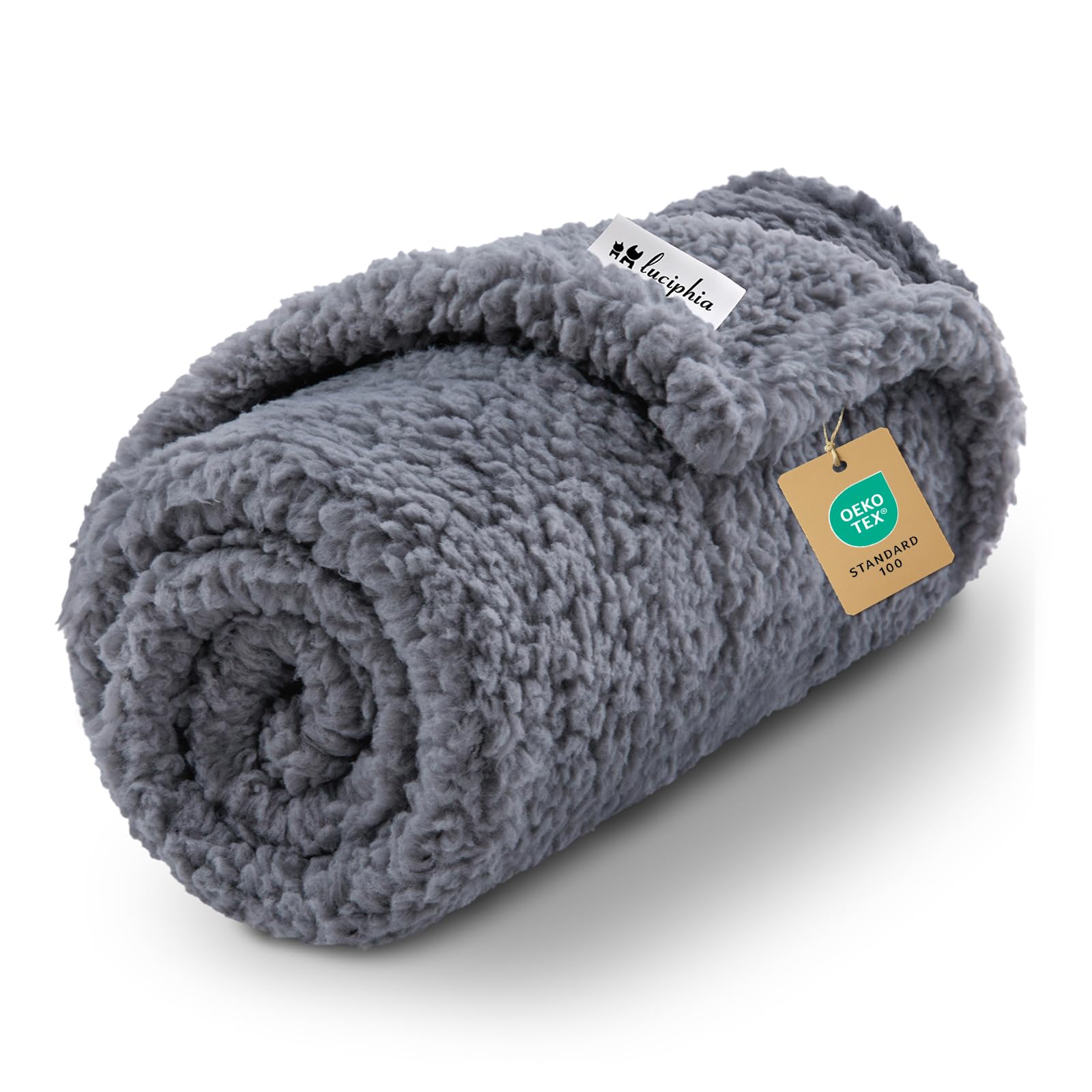 Luciphia couverture polaire double-face gris 30x20, douceur chaude pour petit chien.