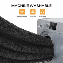 Couverture sherpa microfibre Luciphia noir, toucher luxueux et lavable.